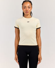 Double Layer Baby Tee - Butter/Coffee