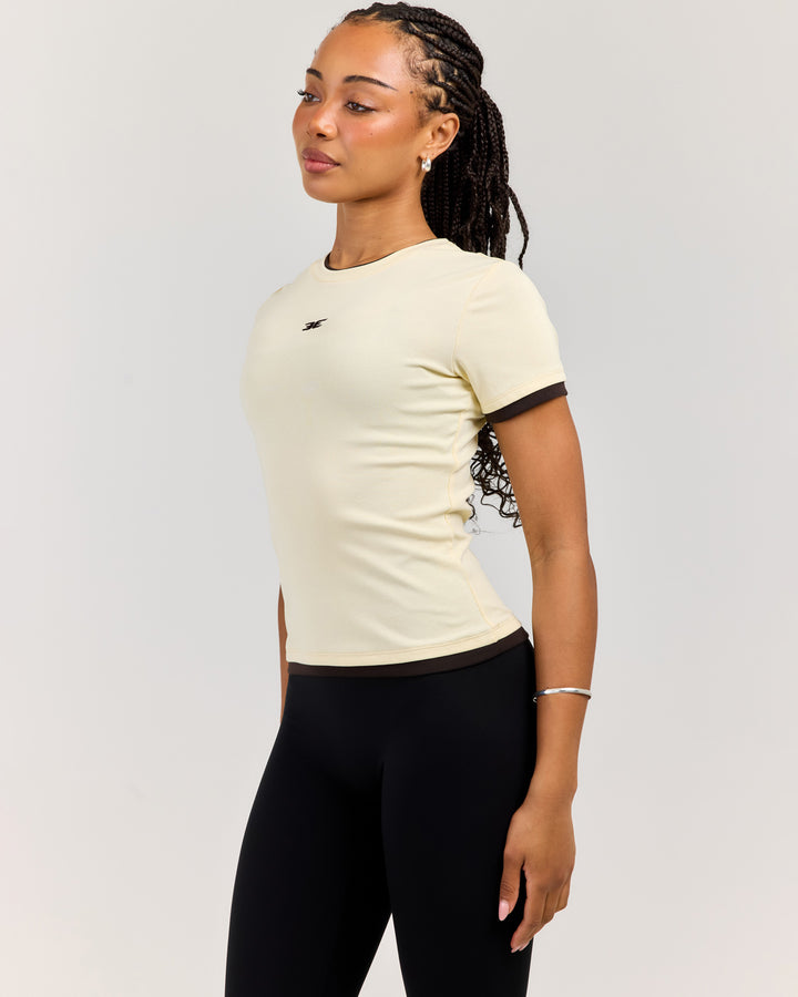 Double Layer Baby Tee - Butter/Coffee