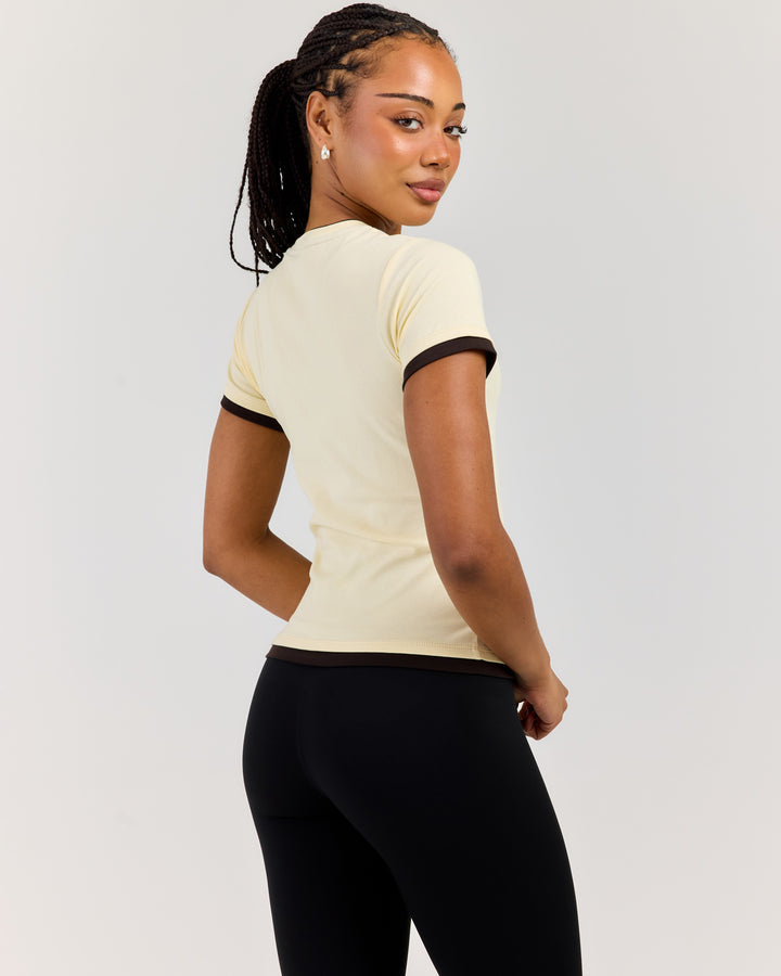 Double Layer Baby Tee - Butter/Coffee