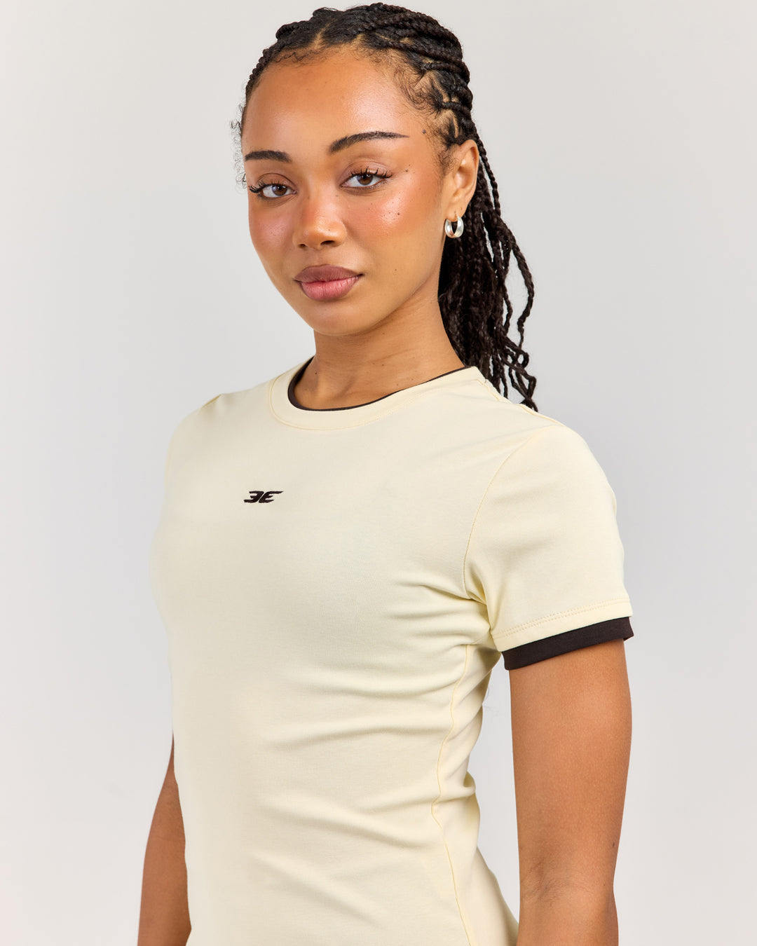 Double Layer Baby Tee - Butter/Coffee