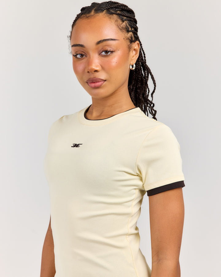 Double Layer Baby Tee - Butter/Coffee