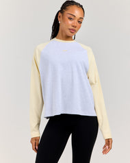 Relaxed Raglan Long Sleeve - Butter/Grey Marle
