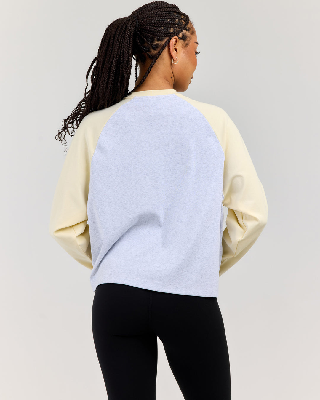 Relaxed Raglan Long Sleeve - Butter/Grey Marle