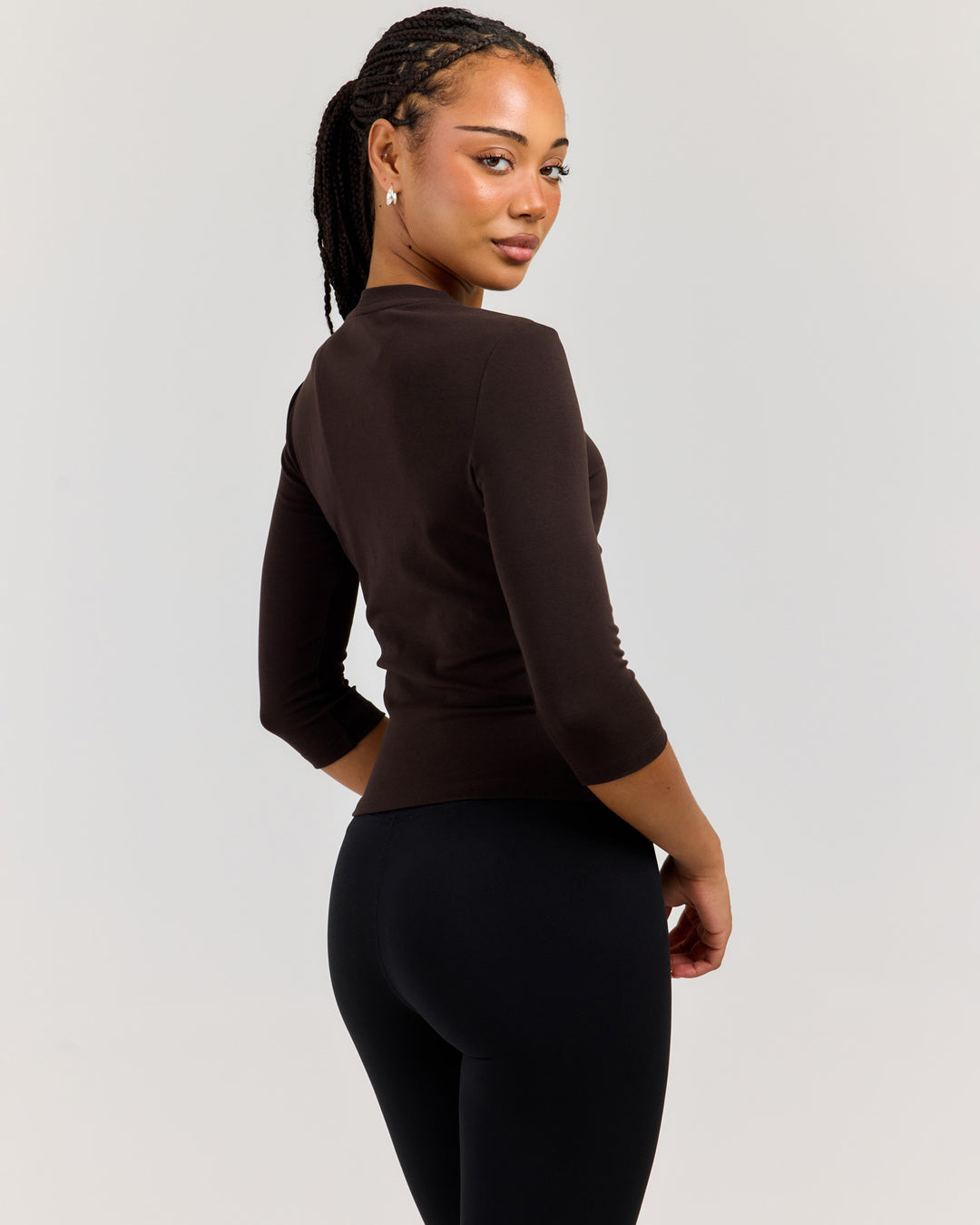Round Neck 3/4 Sleeve - Coffee Bean