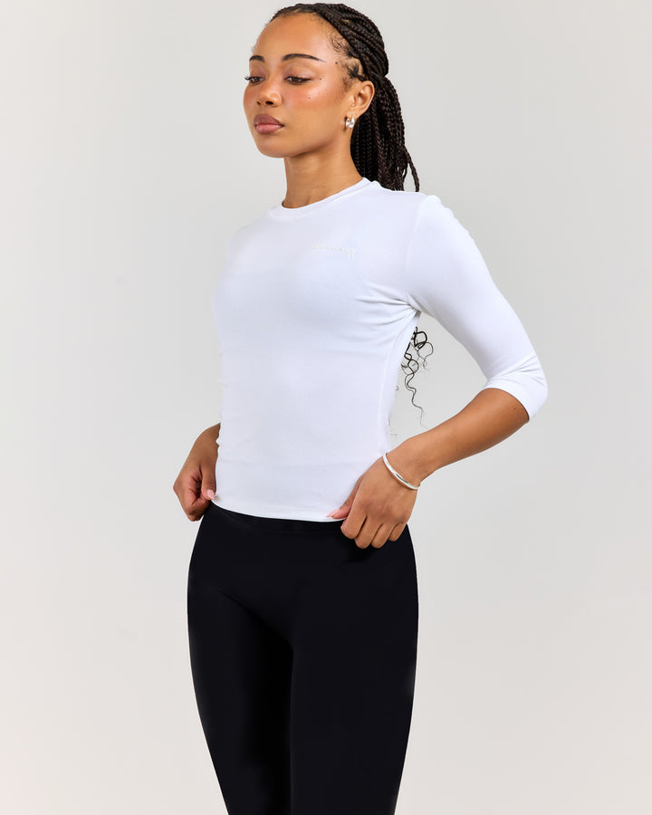 Round Neck 3/4 Sleeve - White