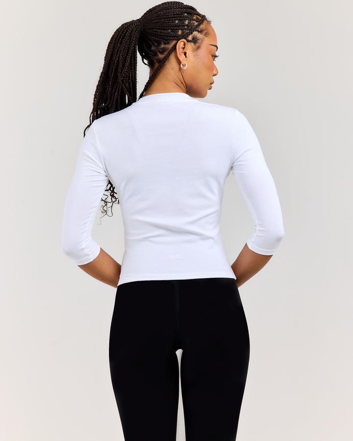 Round Neck 3/4 Sleeve - White