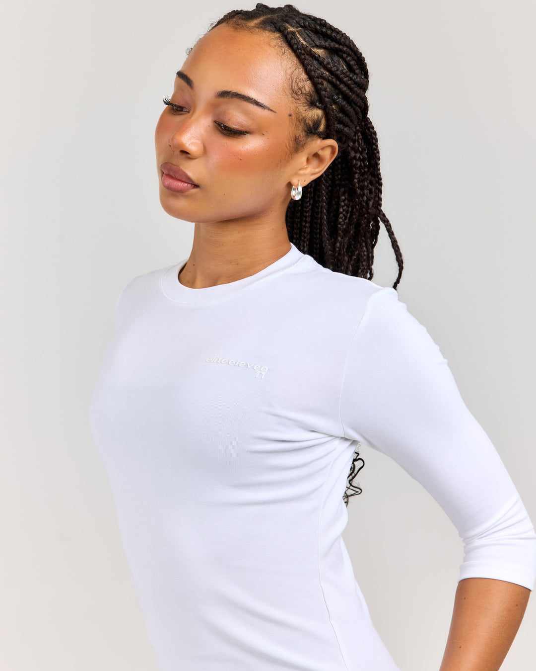 Round Neck 3/4 Sleeve - White