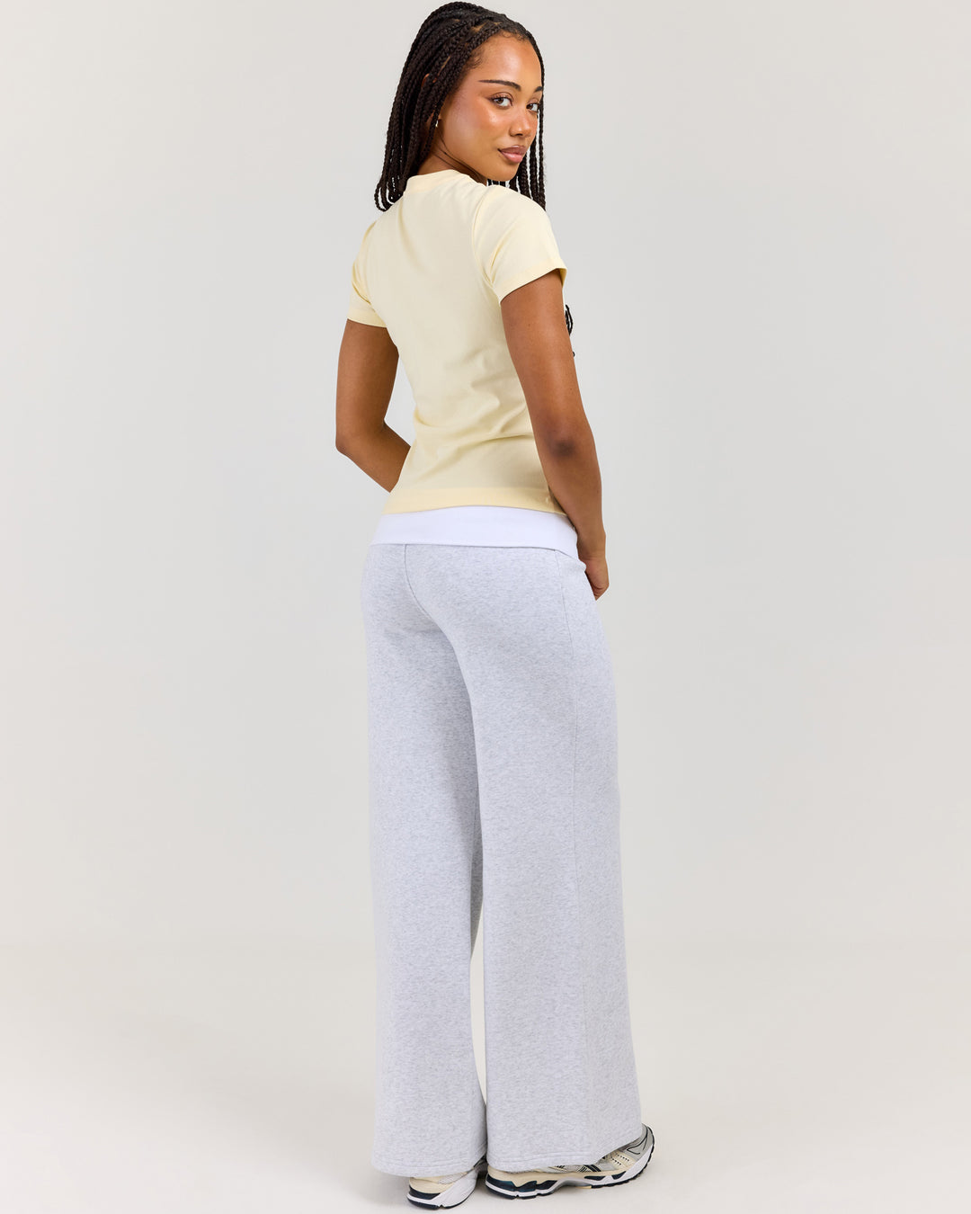 Omni Fold Over Pants - Grey Marle/White