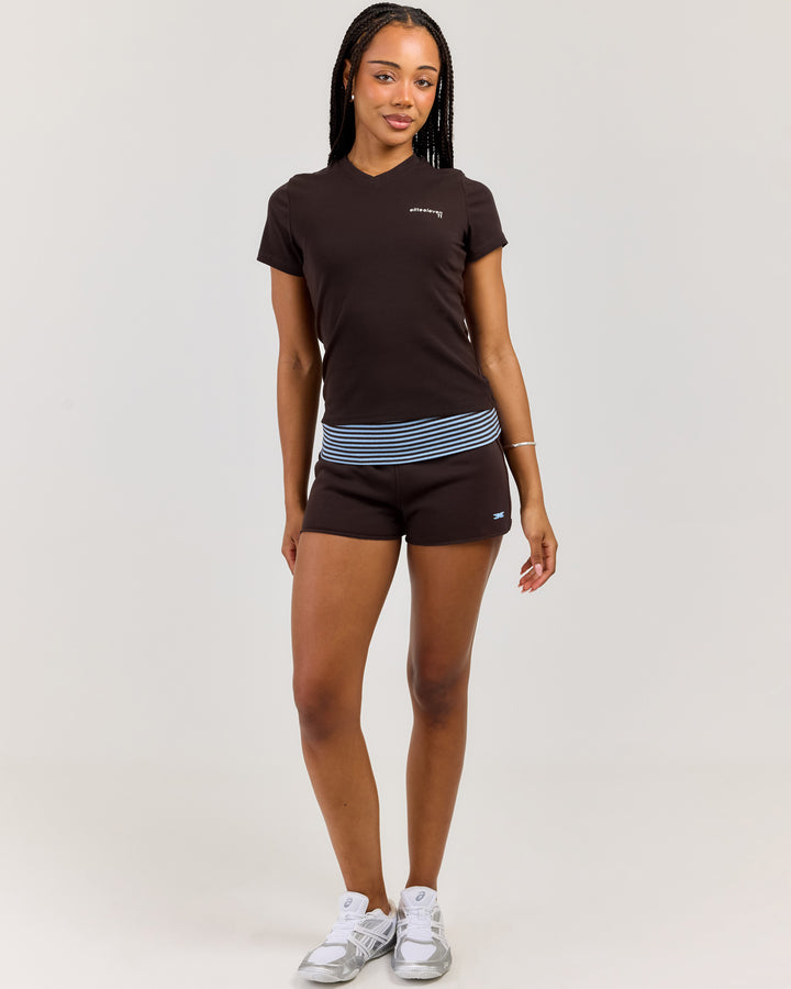 Omni Fold Over Shorts - Coffee Bean/Blue