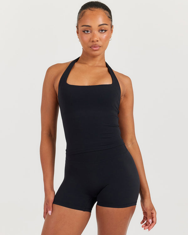 Soléa Square Neck Halter Tank - Black