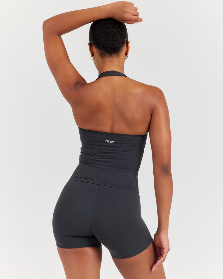 Soléa Square Neck Halter Tank - Charcoal