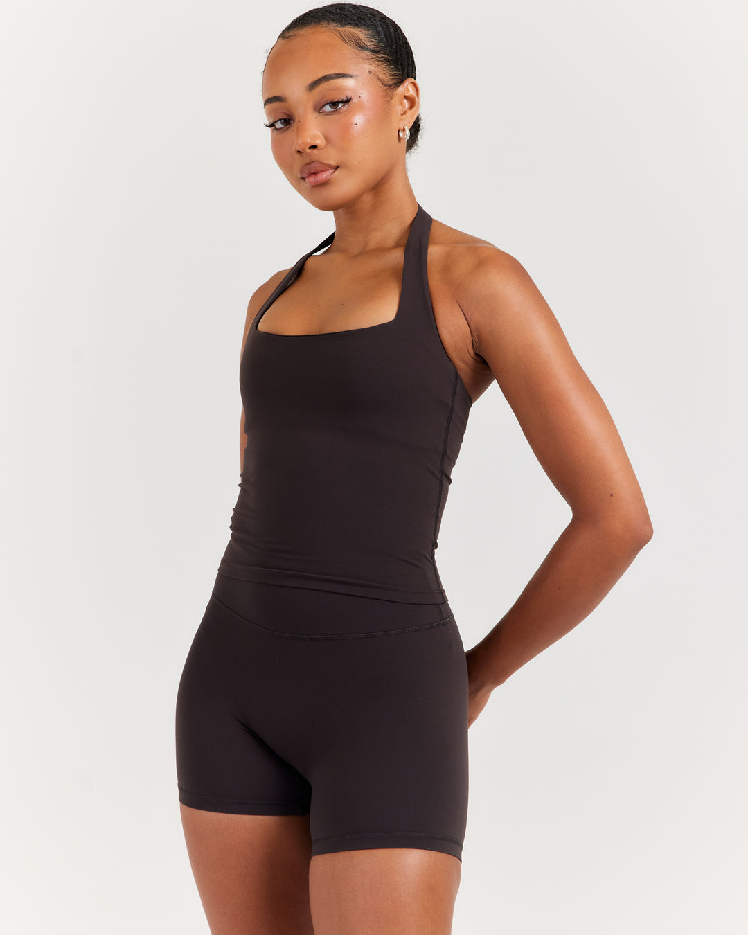 Soléa Square Neck Halter Tank - Coffee Bean