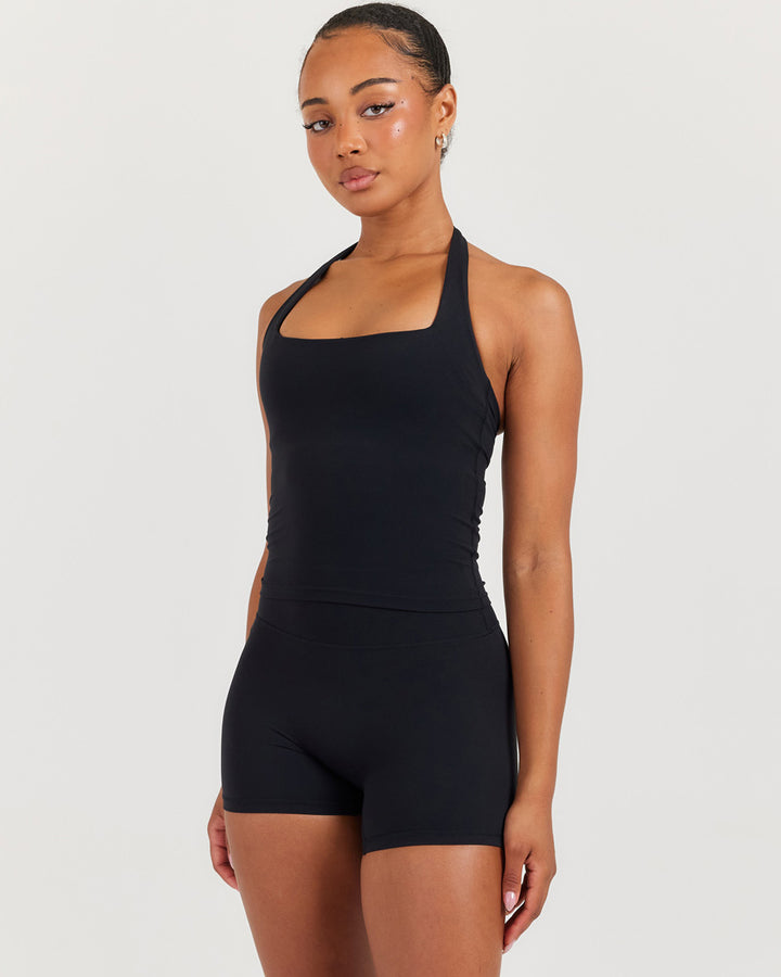 Soléa Square Neck Halter Tank - Black