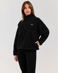 Teddy Fleece 1/4 Zip - Black