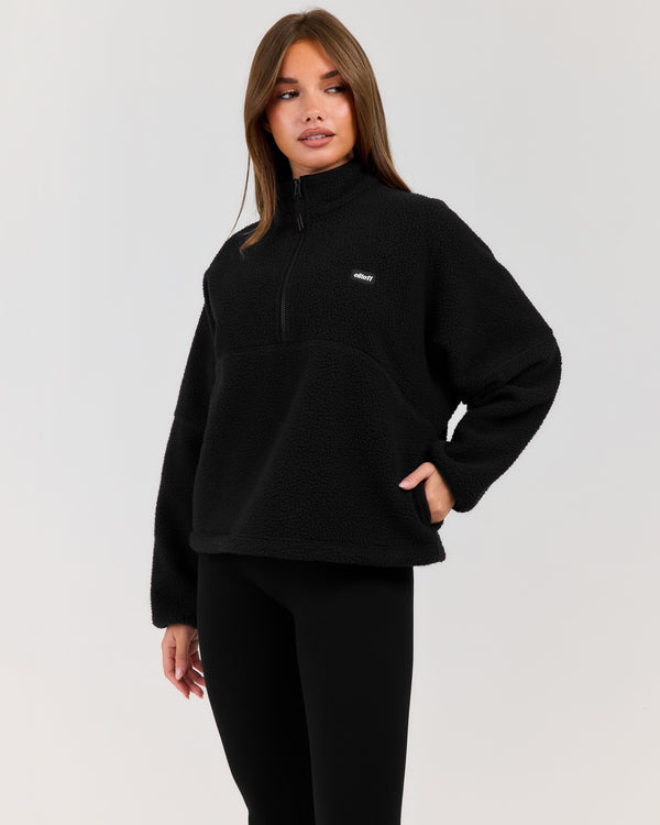 Teddy Fleece 1/4 Zip - Black