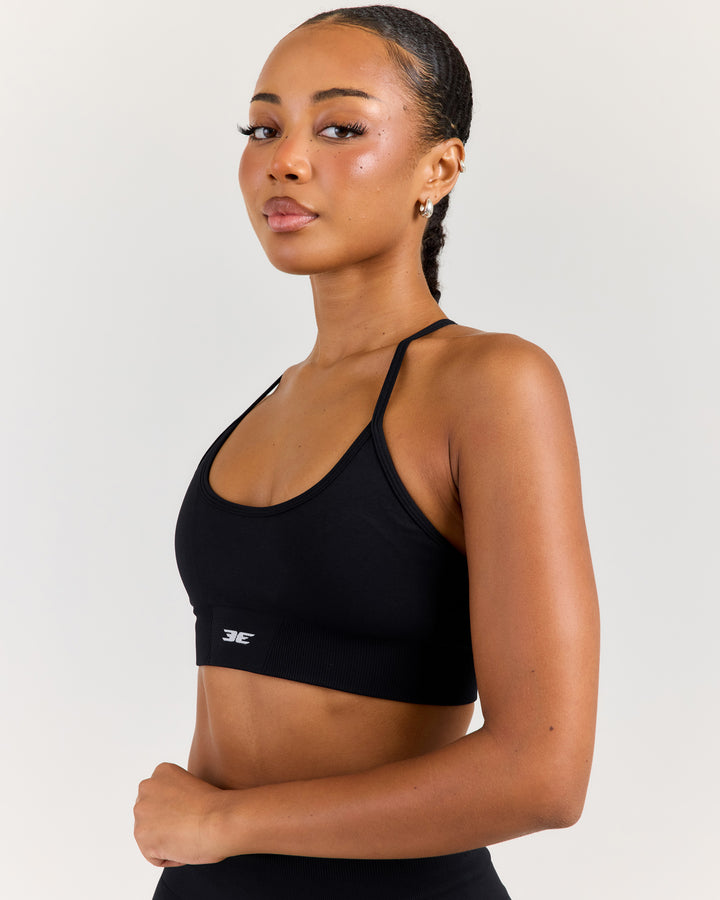 Elite Seamless Cross Back Bra - Black