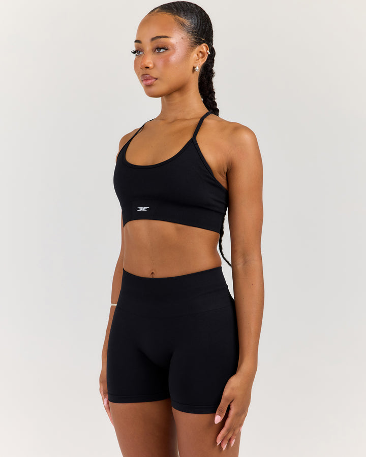 Elite Seamless Cross Back Bra - Black