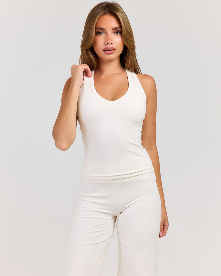 Flow V Neck Racer Tank - Vanilla