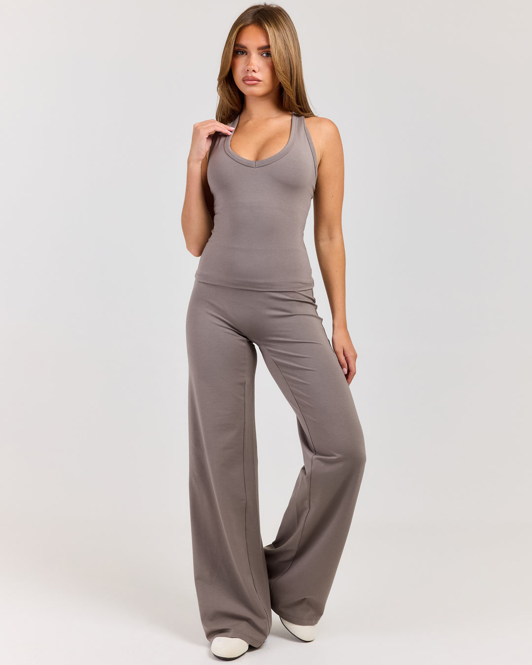 Flow Wide Leg Pants - Almond Latte