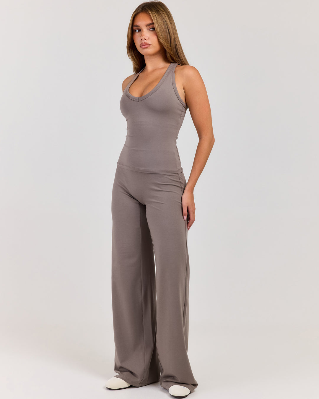 Flow Wide Leg Pants - Almond Latte