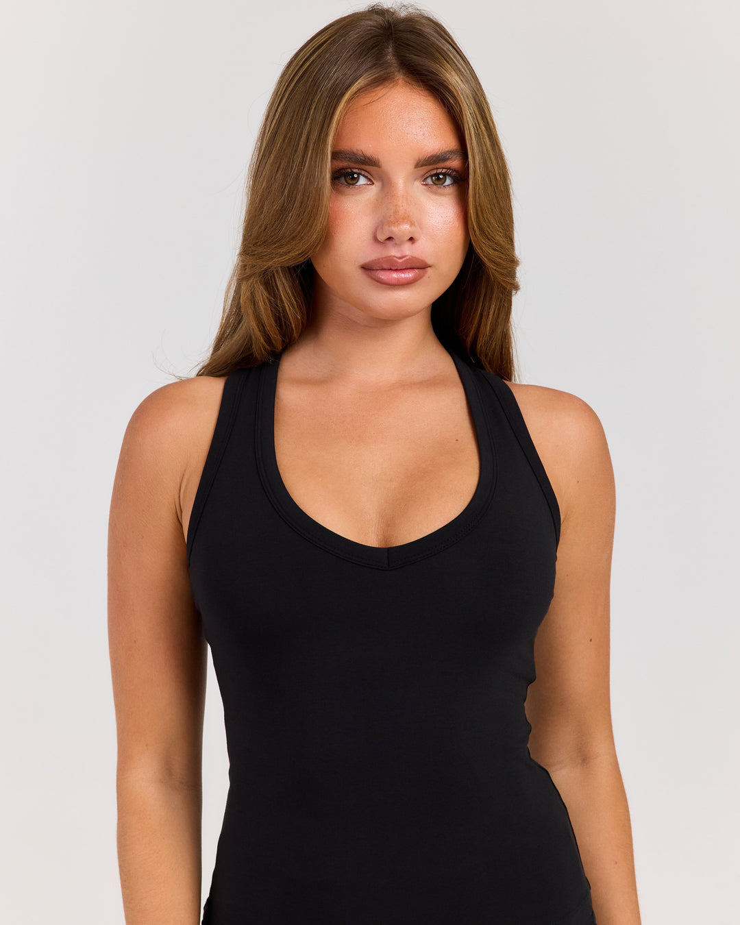 Flow V Neck Racer Tank - Black