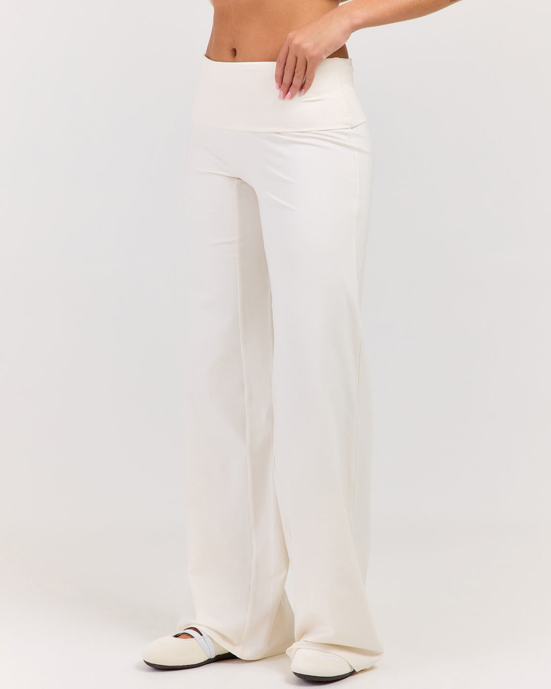 Flow Wide Leg Fold Over Pants - Vanilla