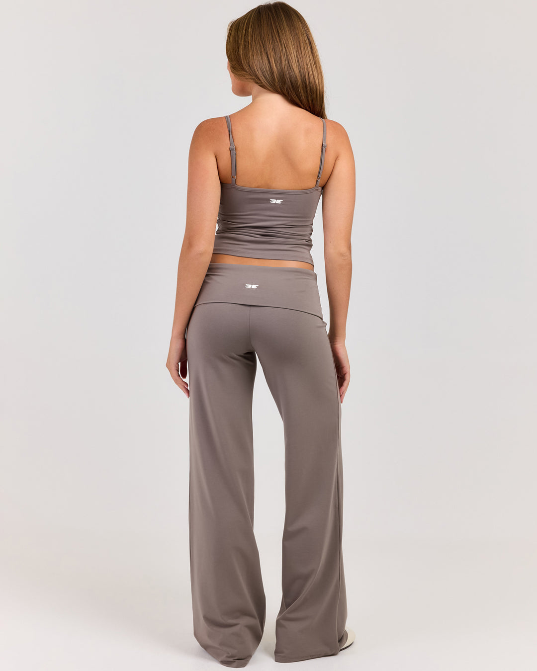 Flow Wide Leg Fold Over Pants - Almond Latte