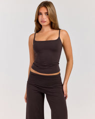 Flow Thin Strap Tank - Coffee Bean