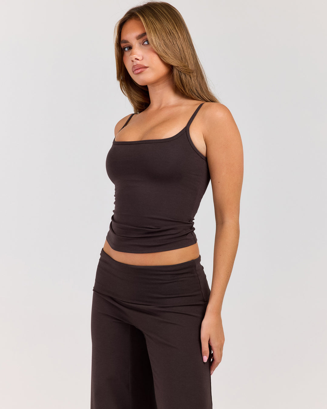 Flow Thin Strap Tank - Coffee Bean