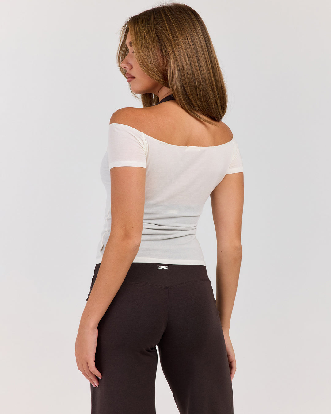 Sheer Flow Off Shoulder Tee - Vanilla