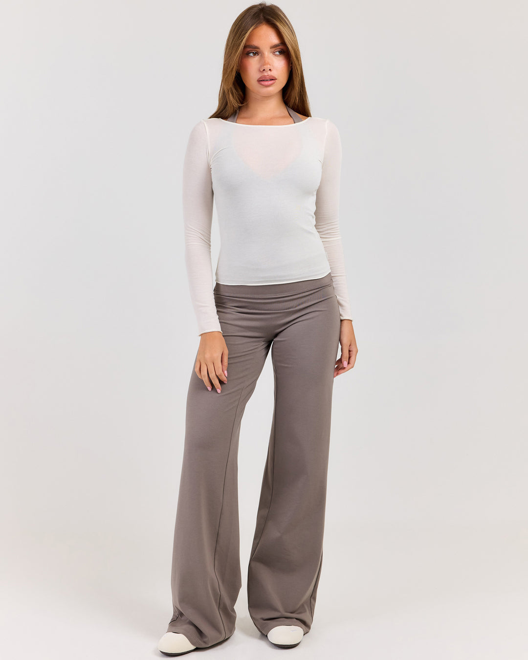 Sheer Flow Boat Neck Top - Vanilla
