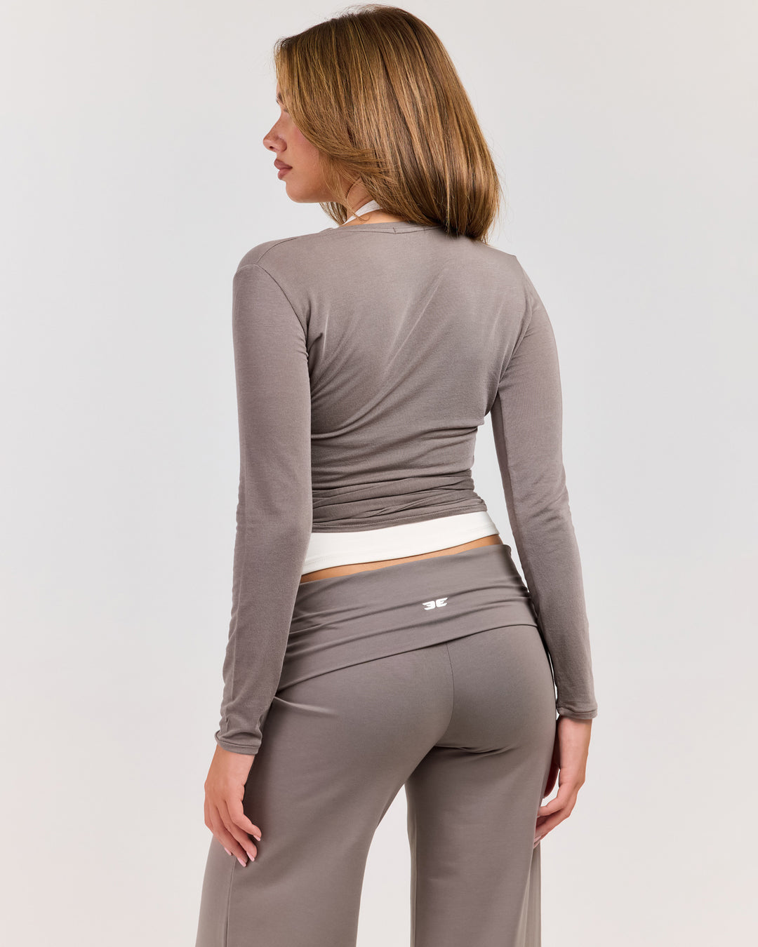 Sheer Flow Ballet Wrap Top - Almond Latte