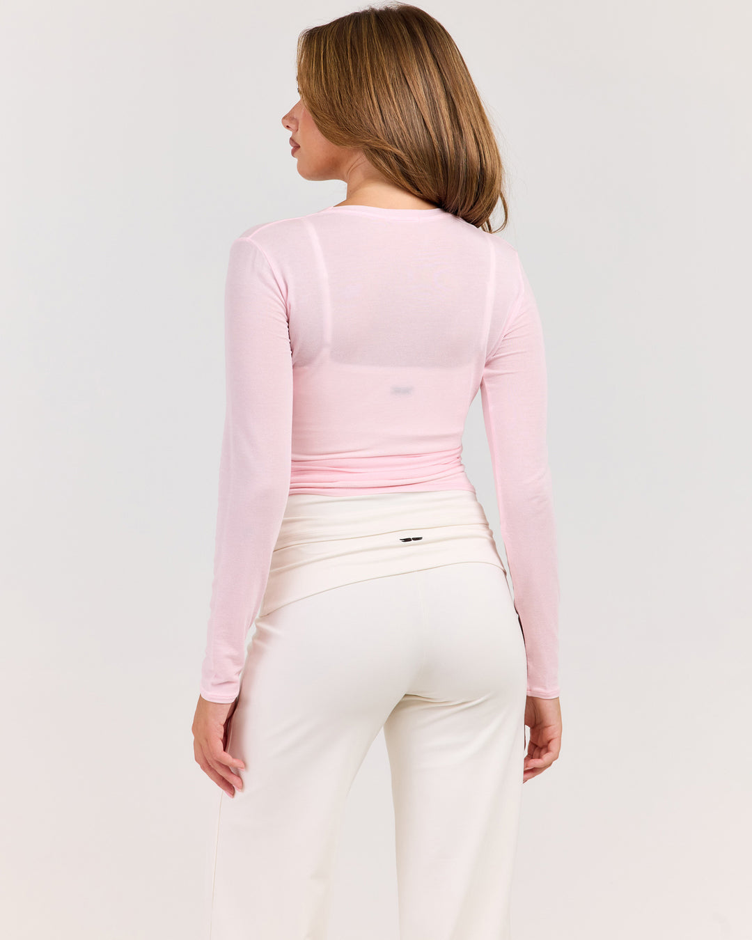 Sheer Flow Ballet Wrap Top - Powder Pink