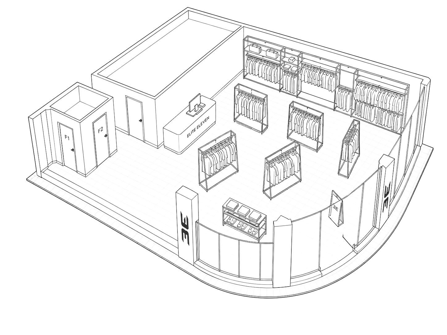 Isometric drawing of the first Elite Eleven store