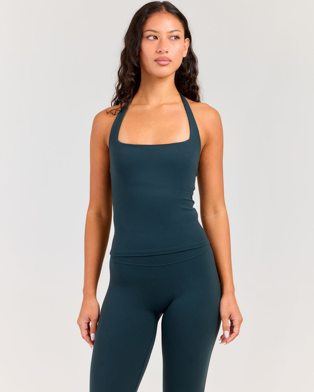 Soléa Square Neck Halter Tank - Dark Teal