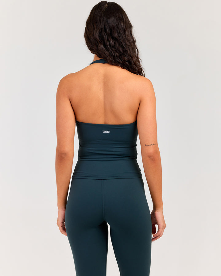 Soléa Square Neck Halter Tank - Dark Teal