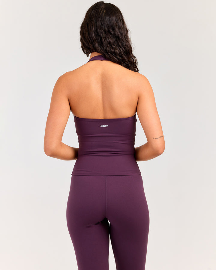 Soléa Square Neck Halter Tank - Acai Berry