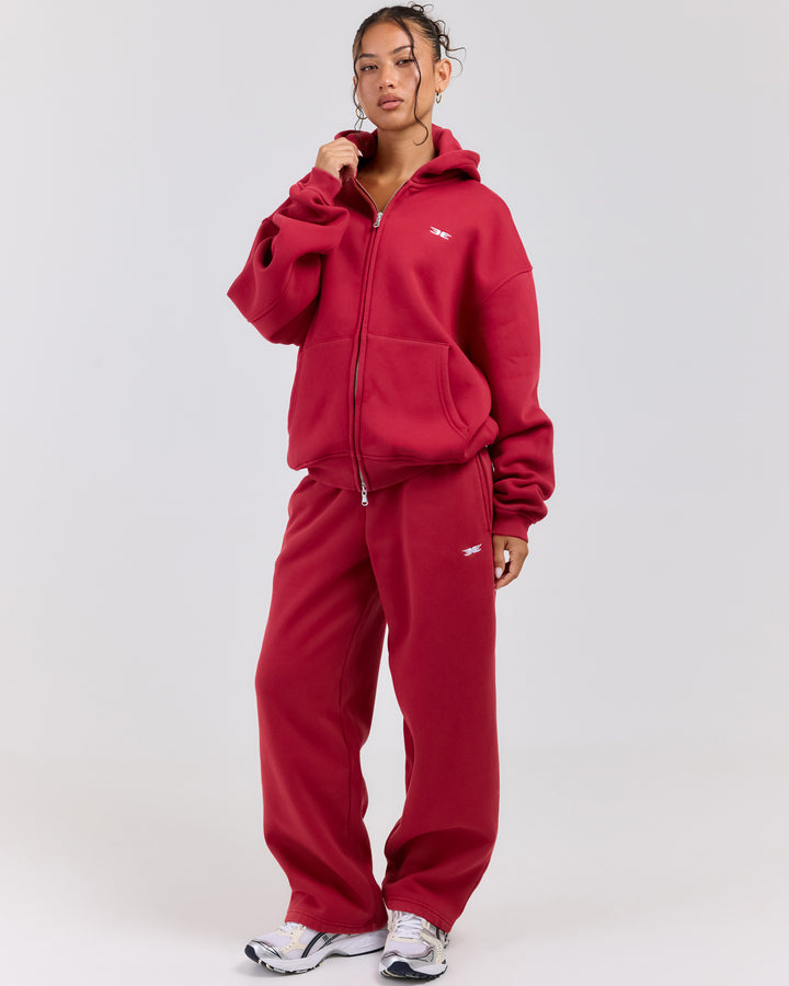 Classic Straight Leg Pants - Red