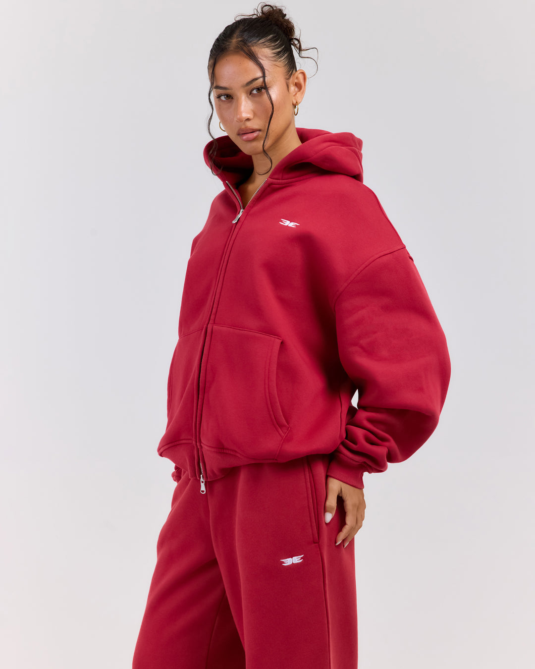 Classic Zip Through Hoodie - Red