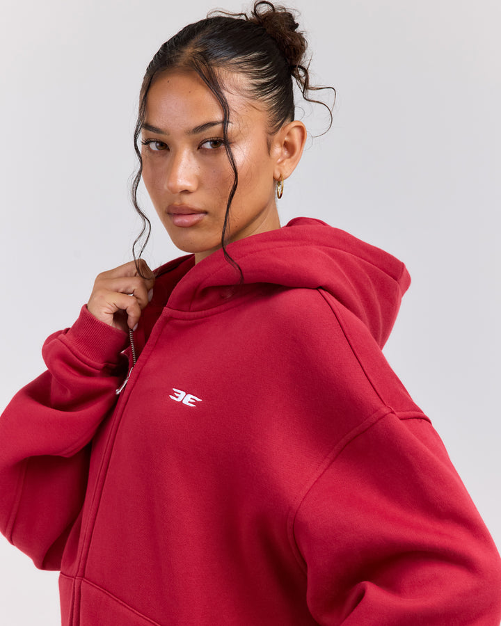 Classic Zip Through Hoodie - Red
