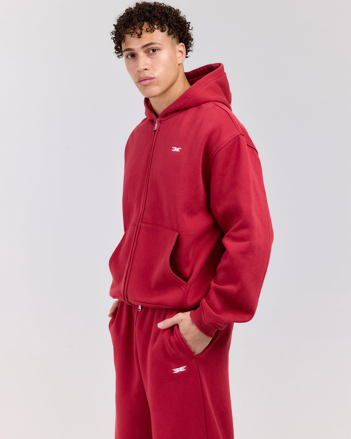 Classic Zip Through Hoodie - Red