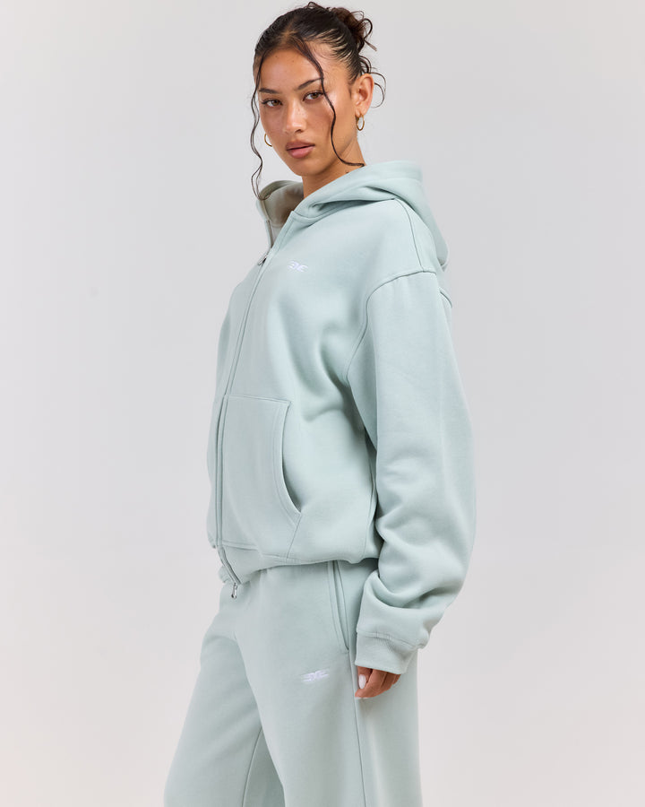 Classic Zip Through Hoodie - Dusty Sage