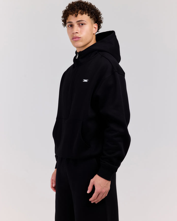 Classic Half Zip Hoodie - Black