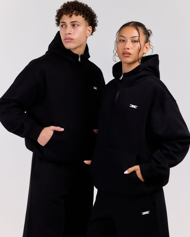 Classic Half Zip Hoodie - Black