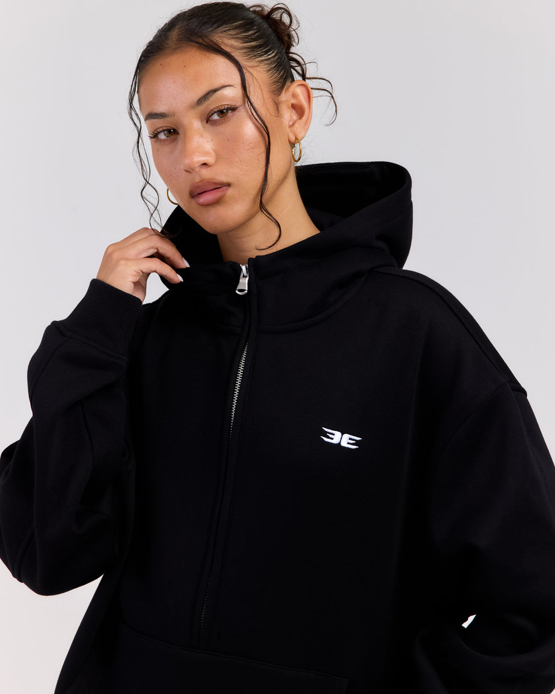 Classic Half Zip Hoodie - Black