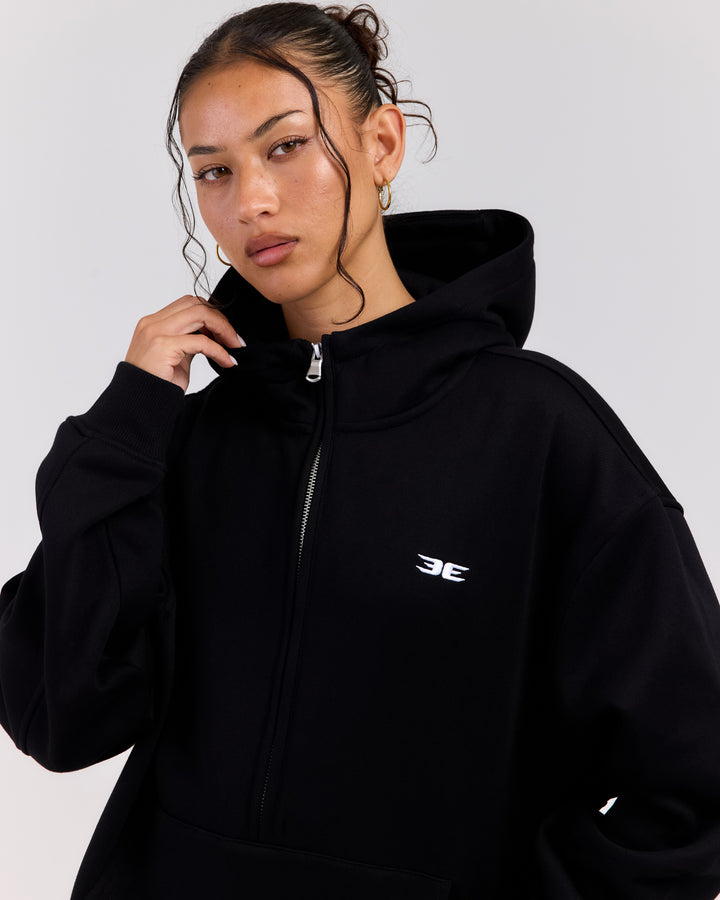 Classic Half Zip Hoodie - Black