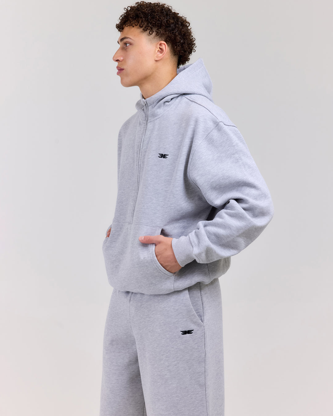 Classic Half Zip Hoodie - Grey