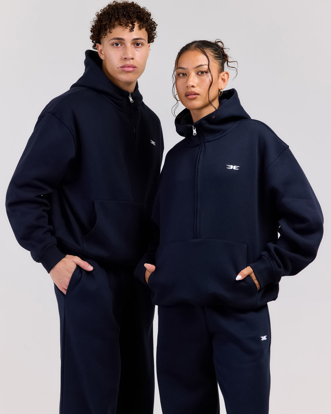 Classic Half Zip Hoodie - Navy