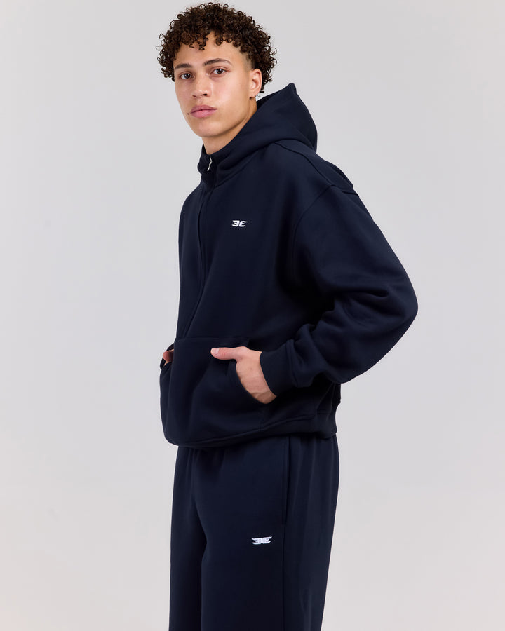 Classic Half Zip Hoodie - Navy