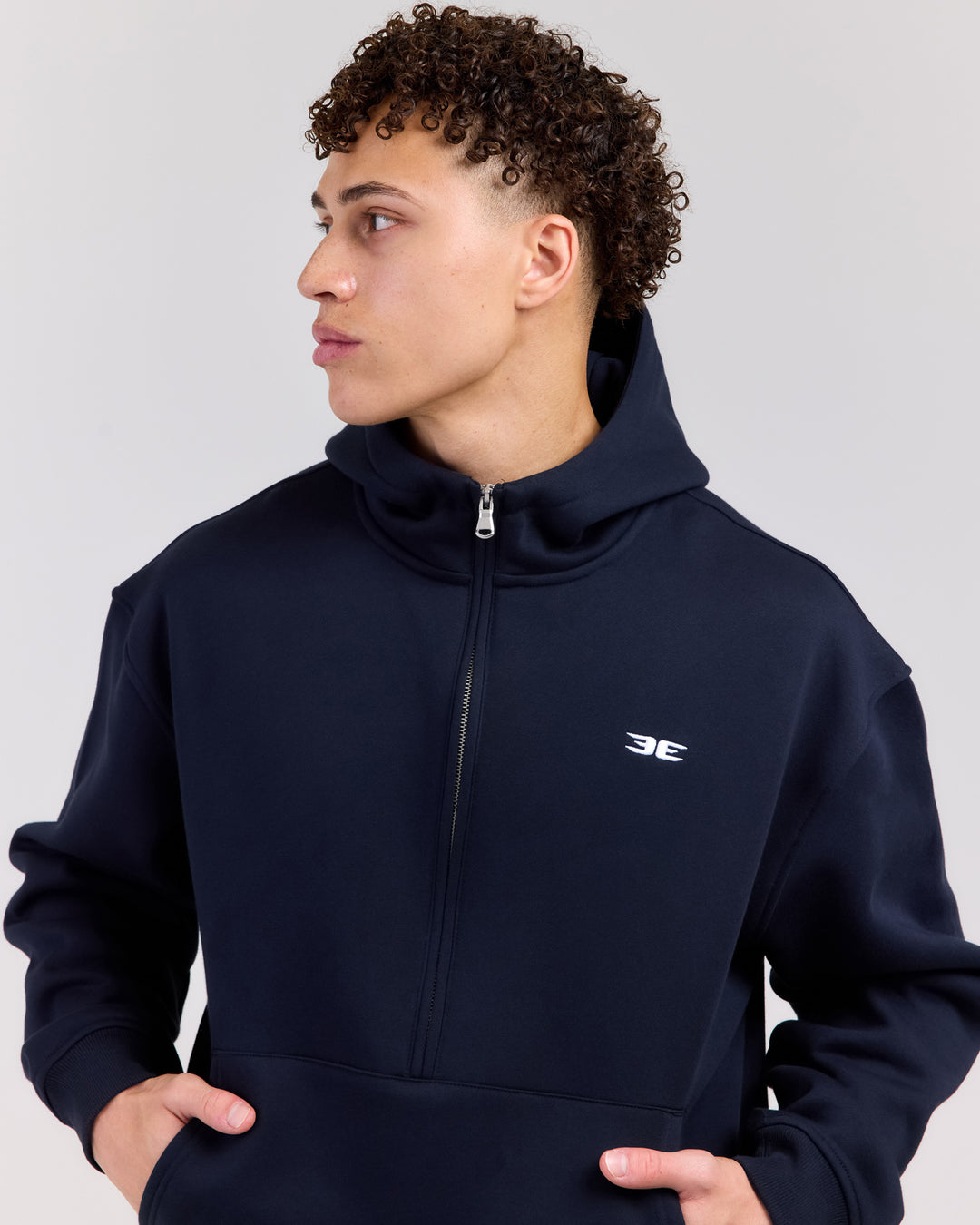 Classic Half Zip Hoodie - Navy